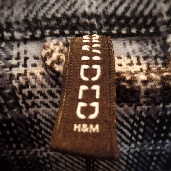 H & M PLAID Duster Jacket Trench Oversized Shacket XL w/6 POCKETS - Picture 7 of 7